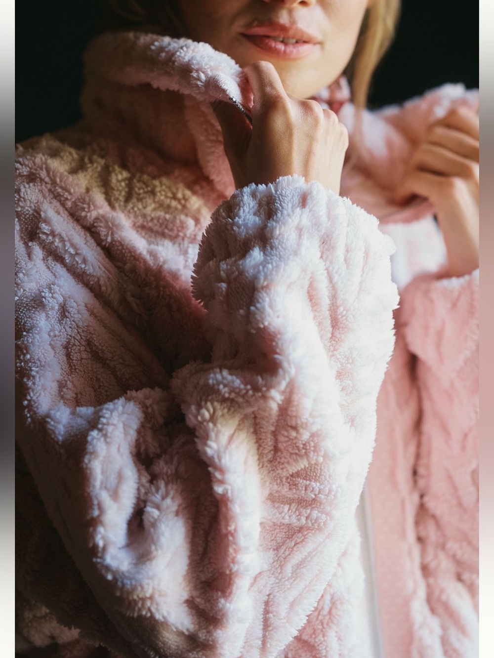 Anthropologie Textured Fuzzy Jacket Pilcro Collared Faux Fur New Large Rose Pink